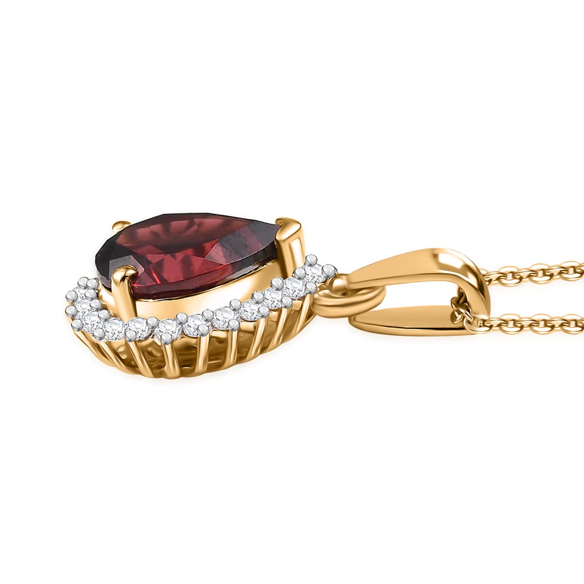Mozambique Garnet and White Zircon 2.90 ctw Pendant Necklace in 18K Vermeil YG Over Sterling Silver 20 Inches image number 3