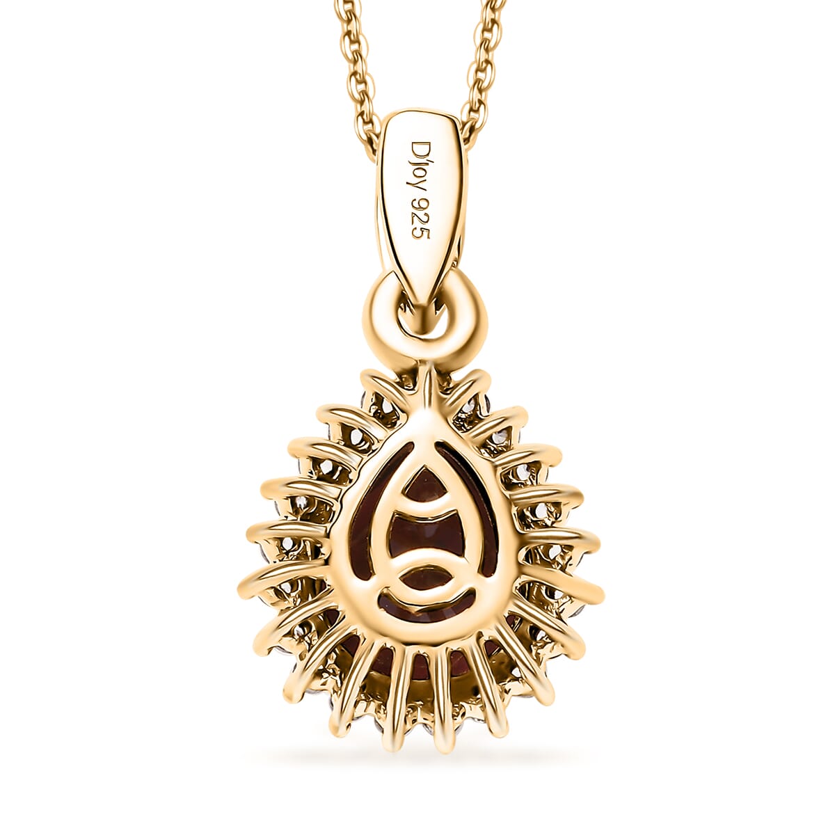 Mozambique Garnet and White Zircon 2.90 ctw Pendant Necklace in 18K Vermeil YG Over Sterling Silver 20 Inches image number 4