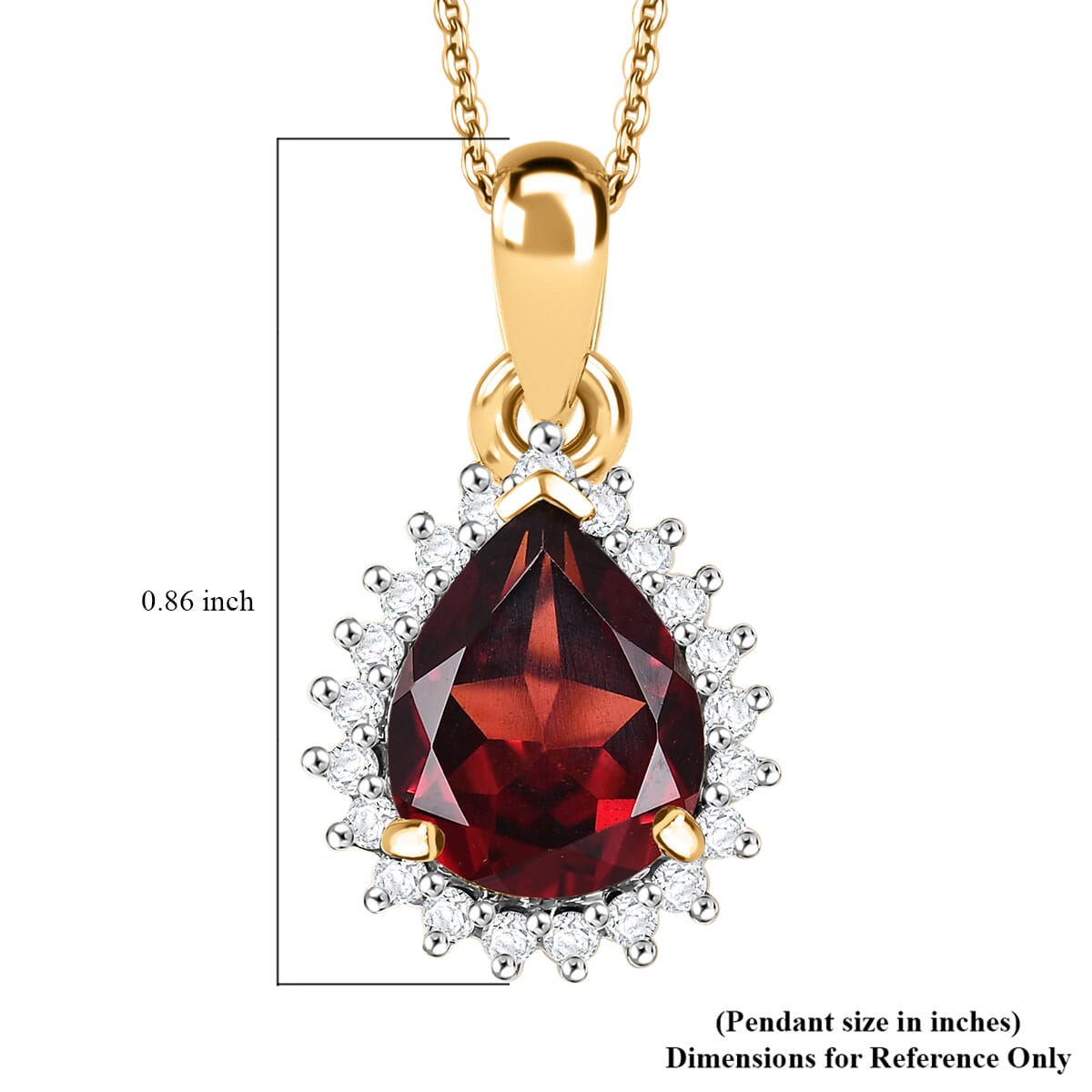 Mozambique Garnet and White Zircon 2.90 ctw Pendant Necklace in 18K Vermeil YG Over Sterling Silver 20 Inches image number 5
