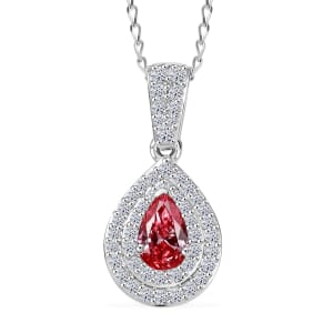 SGL Certified Luxuriant Lab Grown Pink and White Diamond VS 1.00 ctw Pendant Necklace in 950 Platinum 20 Inches
