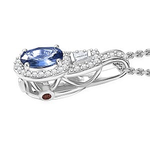 Luxoro AAA Ceylon Blue Sapphire, Padparadscha Sapphire (BT) and Diamond 1.30 ctw Pendant Necklace in 10K White Gold 20 Inches