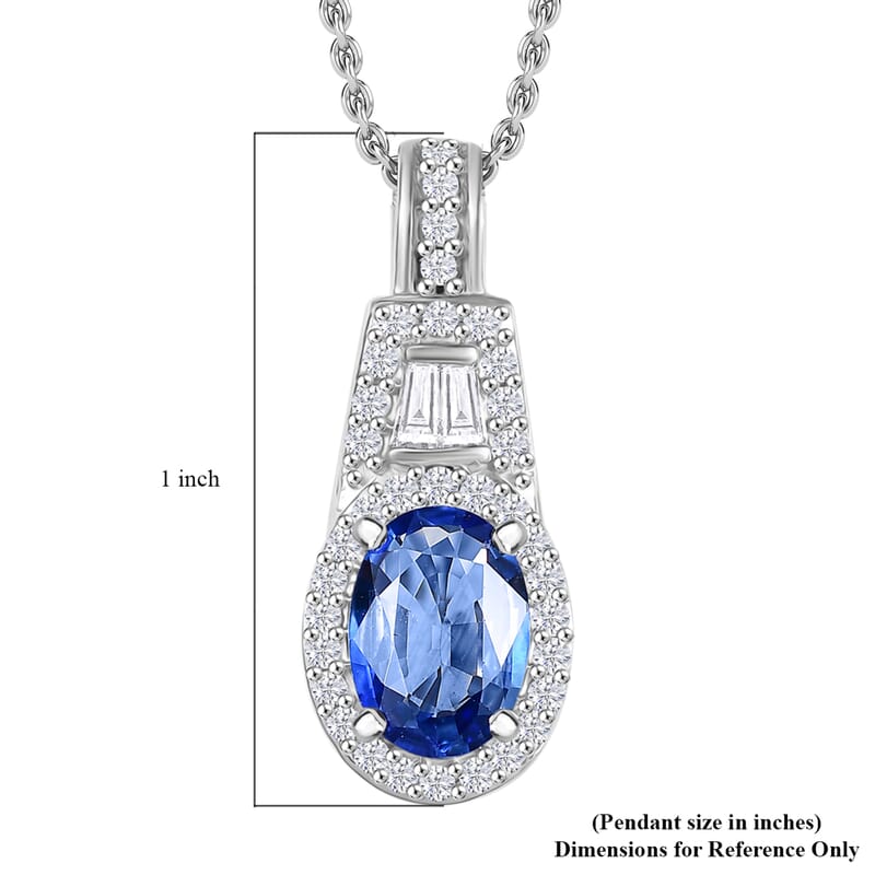 Luxoro AAA Ceylon Blue Sapphire, Padparadscha Sapphire (BT) and Diamond 1.30 ctw Pendant Necklace in 10K White Gold 20 Inches