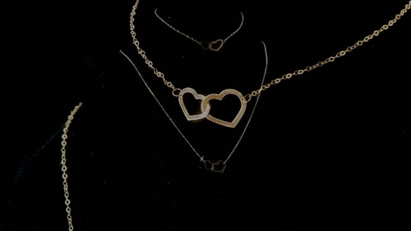 Italian Adjustable Heart Necklace and Bracelet in 10K Yellow Gold 1.42 Grams
