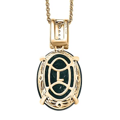 Luxoro Premium Grandidierite and Diamond I2 10.00 ctw Verdant Elegance Pendant Necklace in 10K Yellow Gold 20 Inches
