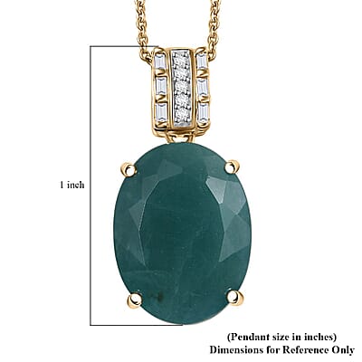 Luxoro Premium Grandidierite and Diamond I2 10.00 ctw Verdant Elegance Pendant Necklace in 10K Yellow Gold 20 Inches