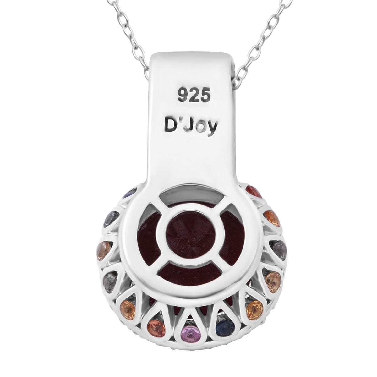Niassa Ruby (FF) and Multi Gemstone 10.90 ctw Majestic Crown Pendant Necklace in Rhodium Over Sterling Silver 20 Inches image number 4