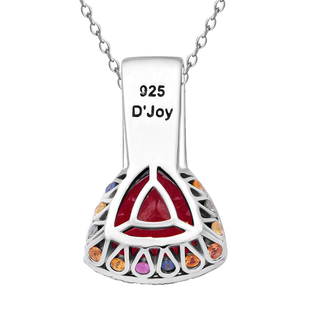 Niassa Ruby (FF) and Multi Gemstone 10.25 ctw Majestic Crown Pendant Necklace in Rhodium Over Sterling Silver 20 Inches image number 4