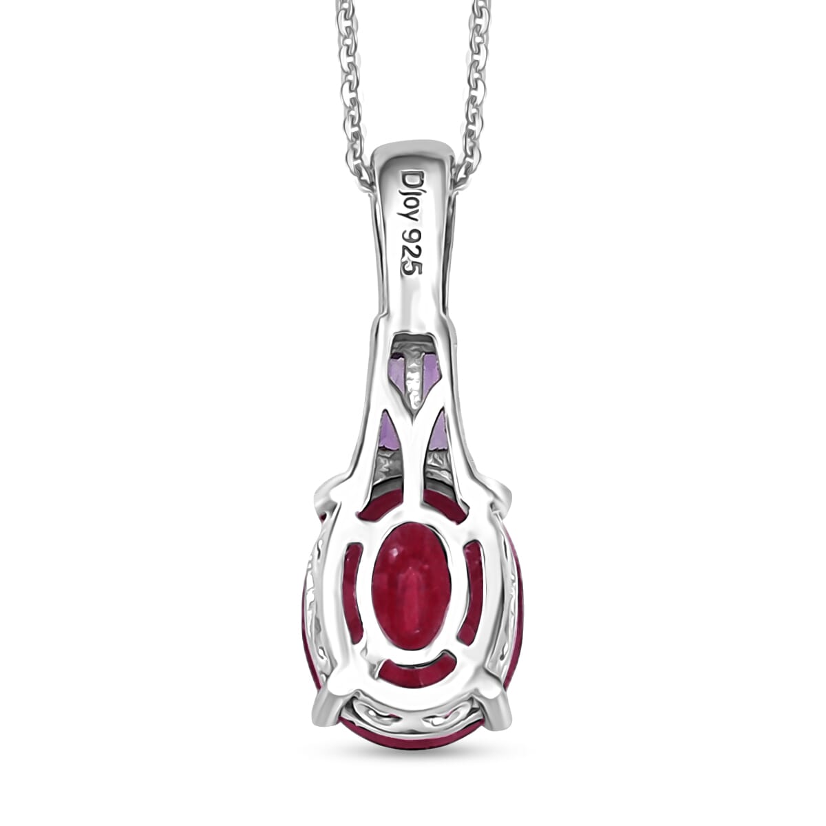 D'Joy Niassa Ruby (FF) and Multi Gemstone 2.80 ctw Pendant Necklace in Rhodium Over Sterling Silver 20 Inches image number 4