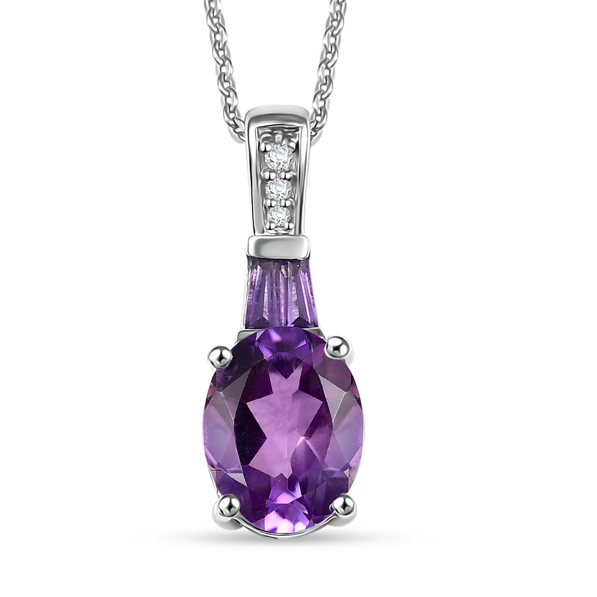 Moroccan Amethyst and Multi Gemstone 1.90 ctw Pendant Necklace in Rhodium Over Sterling Silver 20 Inches image number 0