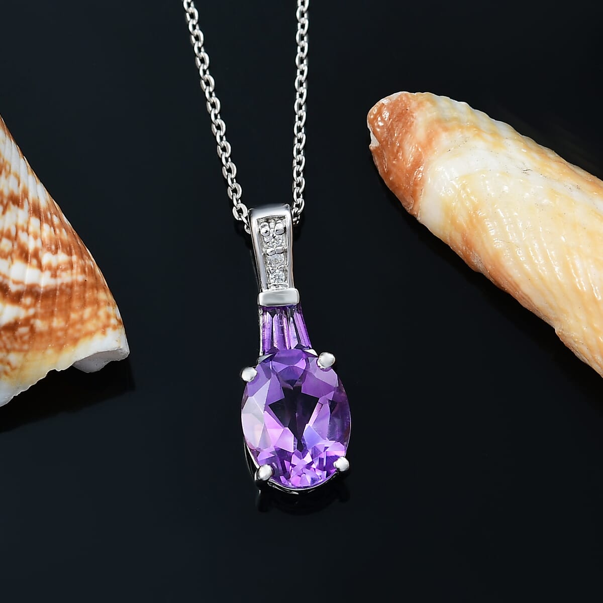 Moroccan Amethyst and Multi Gemstone 1.90 ctw Pendant Necklace in Rhodium Over Sterling Silver 20 Inches image number 1
