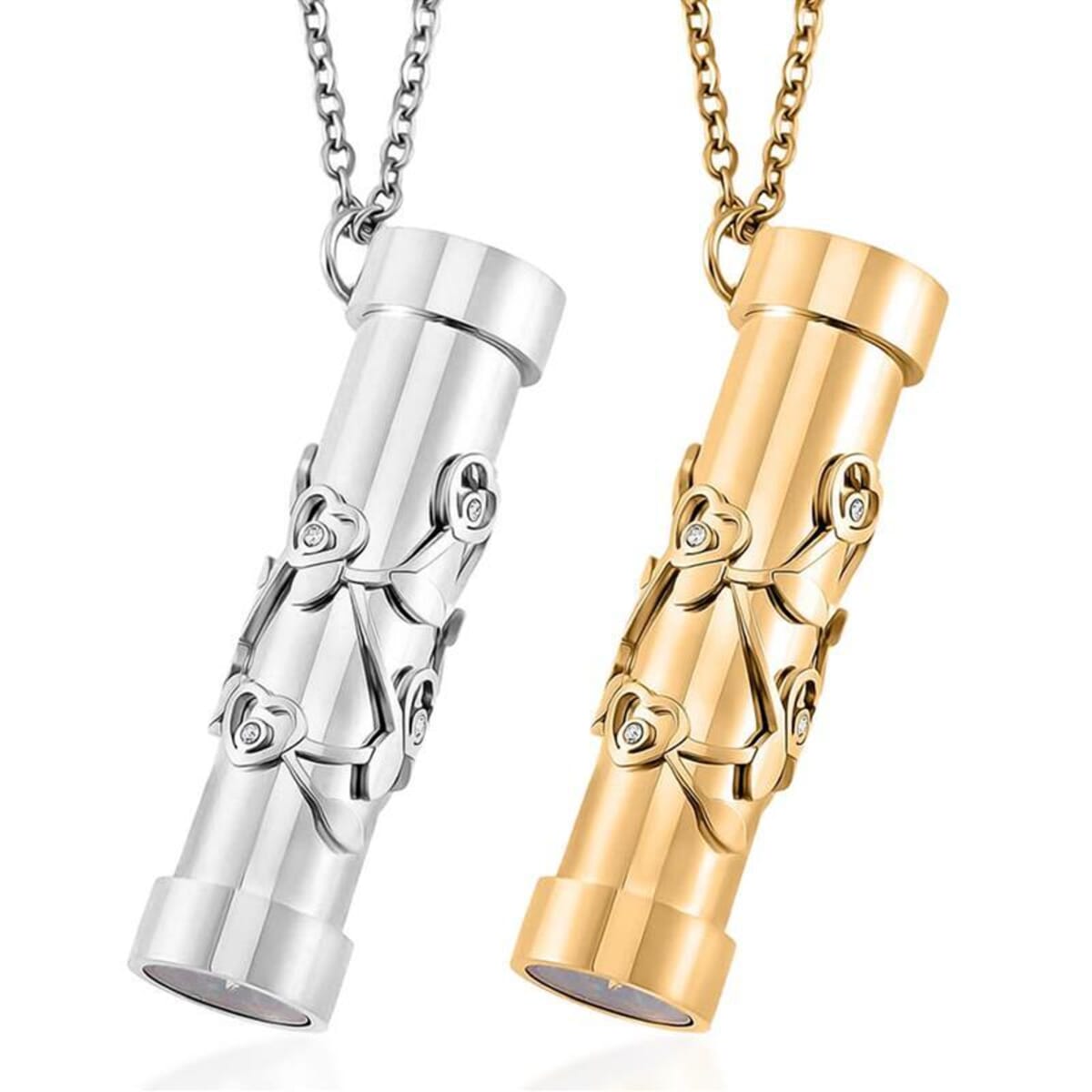 Set of 2 - Simulated Multi Color Diamond 1.60 ctw Kaleidoscope Pendant Necklace in ION Plated YG and Stainless Steel 30-32 Inches image number 0