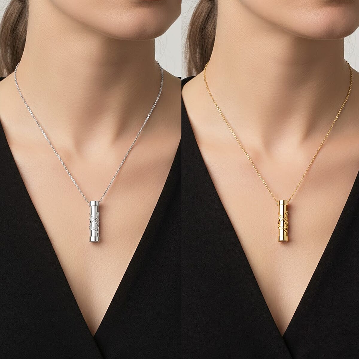 Set of 2 - Simulated Multi Color Diamond 1.60 ctw Kaleidoscope Pendant Necklace in ION Plated YG and Stainless Steel 30-32 Inches image number 2