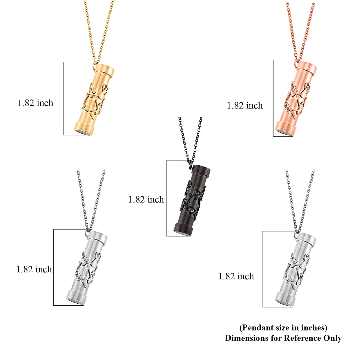 Set of 5 - Simulated Multi Color Diamond 3.20 ctw Kaleidoscope Pendant Necklace in ION Plated YG, RG, Black and Stainless Steel 30-32 Inches image number 4