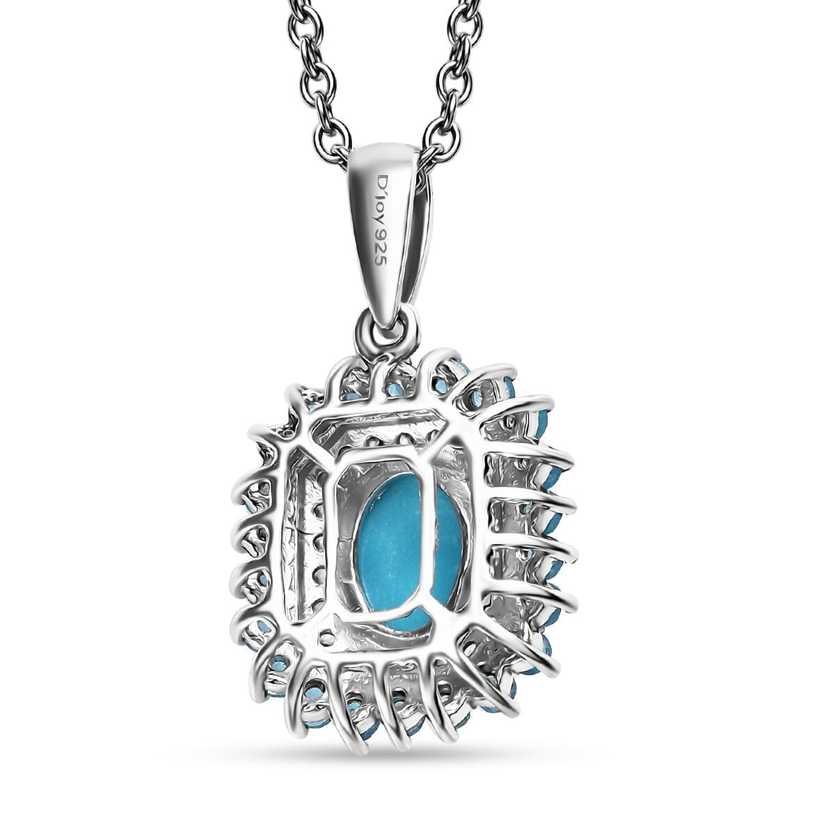Premium Sleeping Beauty Turquoise and Multi Gemstone 1.85 ctw Pendant Necklace 20 Inches in Rhodium Over Sterling Silver image number 4