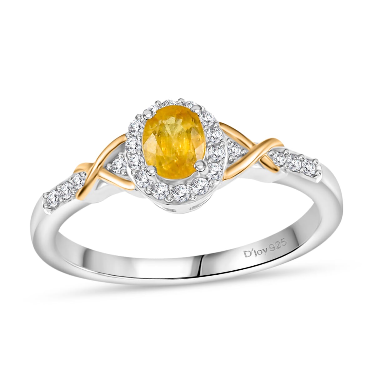 Madagascar Yellow Sapphire and White Zircon 1.90 ctw Infinity Glow Ring (Size 8.0), Pendant Necklace 20 Inches in 18K Vermeil YG and Rhodium Over Sterling Silver image number 3