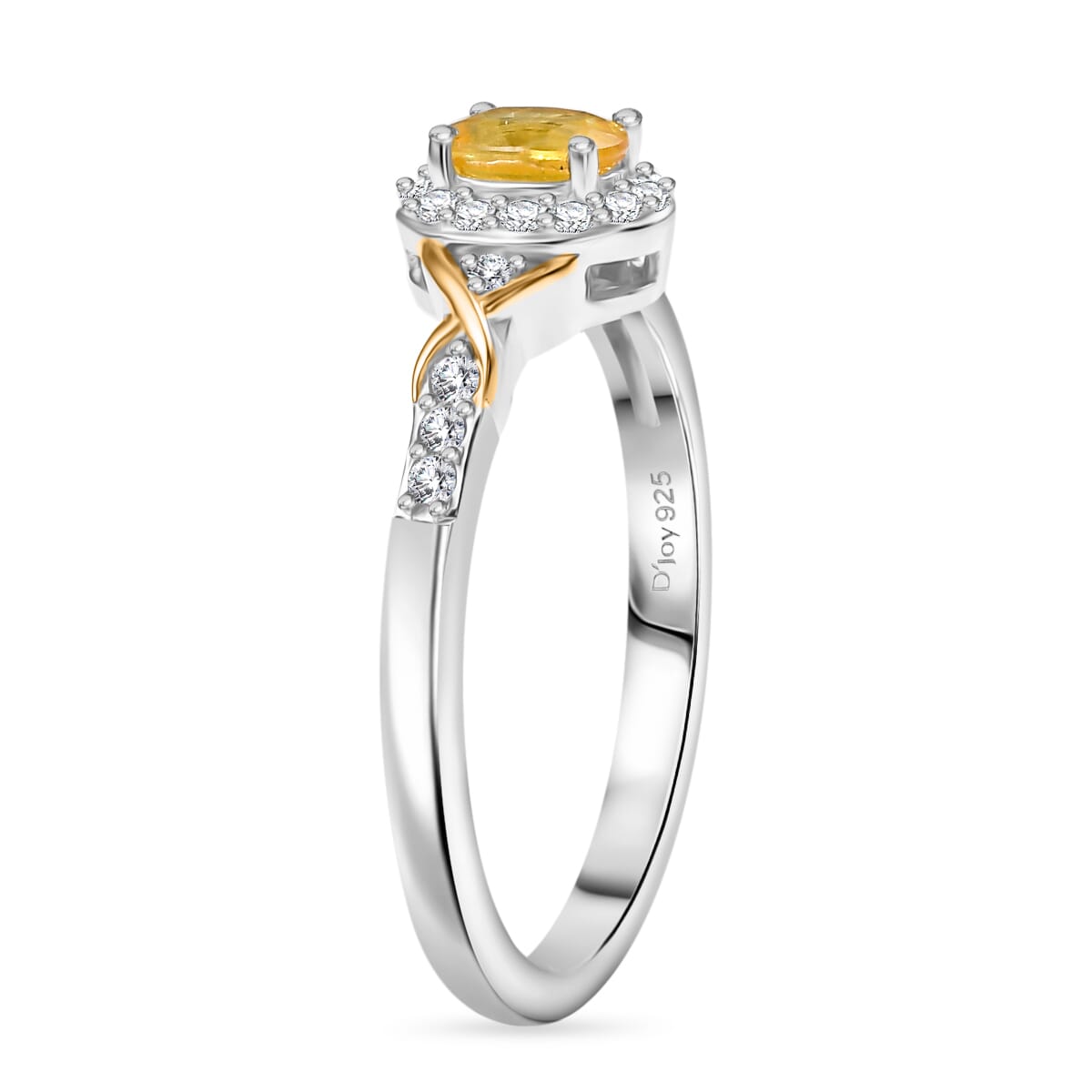 Madagascar Yellow Sapphire and White Zircon 1.90 ctw Infinity Glow Ring (Size 8.0), Pendant Necklace 20 Inches in 18K Vermeil YG and Rhodium Over Sterling Silver image number 4