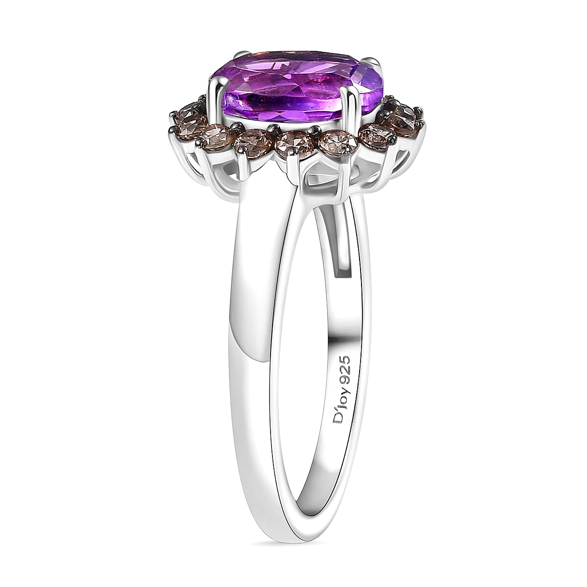 Moroccan Rose and Brown Zircon 5.00 ctw Sunburst Ring (Size 8.00) Pendant in Platinum Over Sterling Silver and Stainless Steel Necklace 20 Inches image number 4