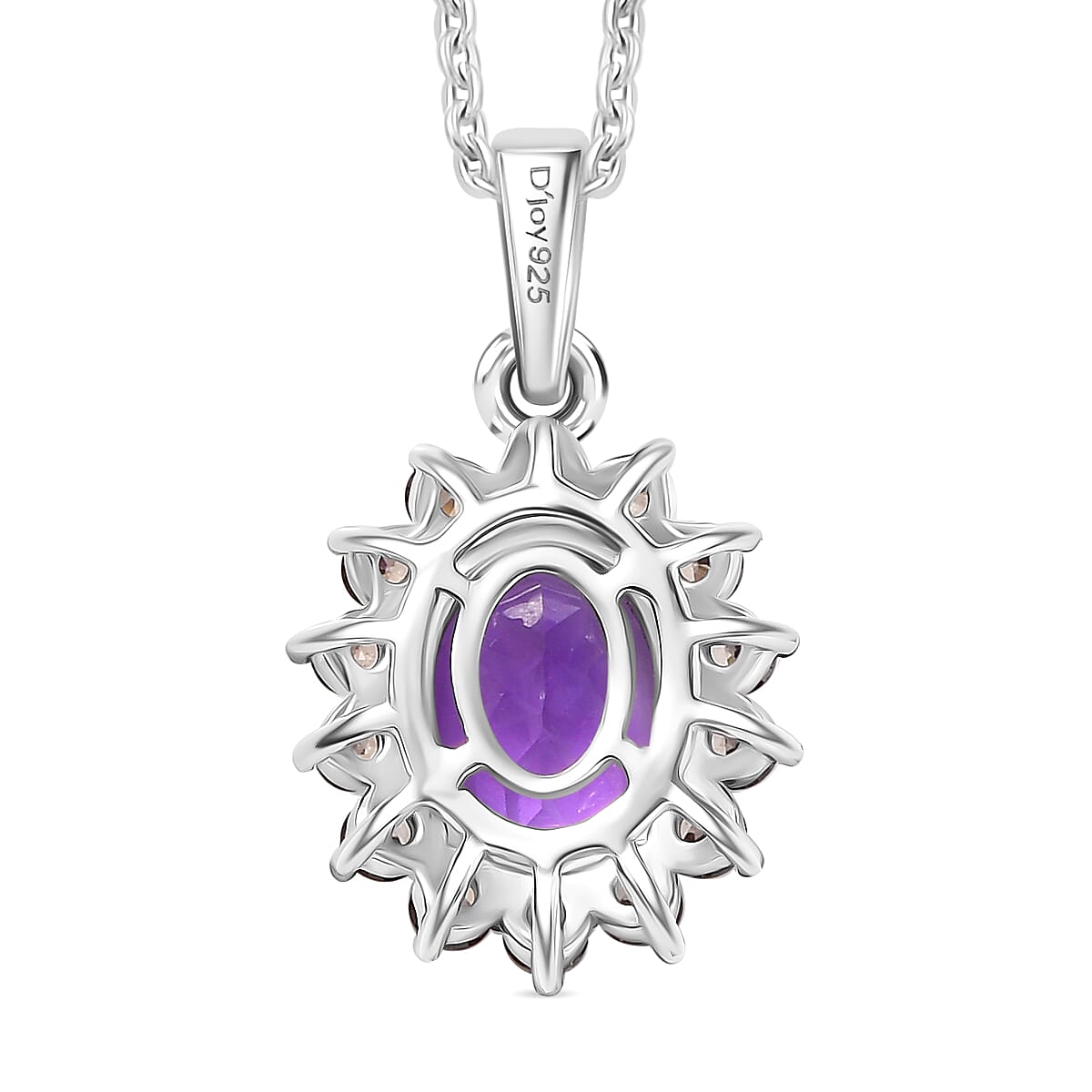 Moroccan Rose and Brown Zircon 5.00 ctw Sunburst Ring (Size 8.00) Pendant in Platinum Over Sterling Silver and Stainless Steel Necklace 20 Inches image number 8