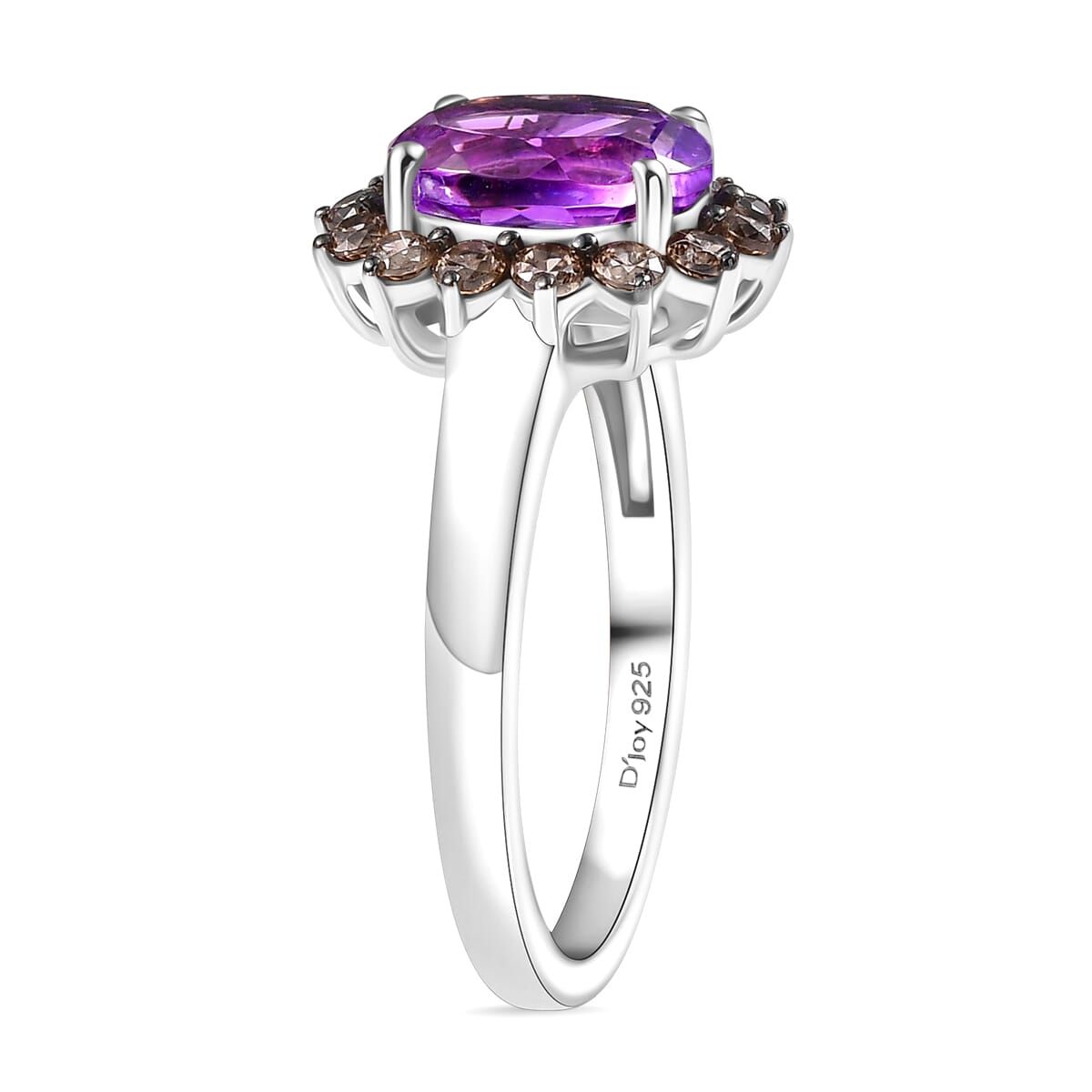 Moroccan Rose and Brown Zircon 5.00 ctw Sunburst Ring (Size 10.00) Pendant in Platinum Over Sterling Silver and Stainless Steel Necklace 20 Inches image number 4