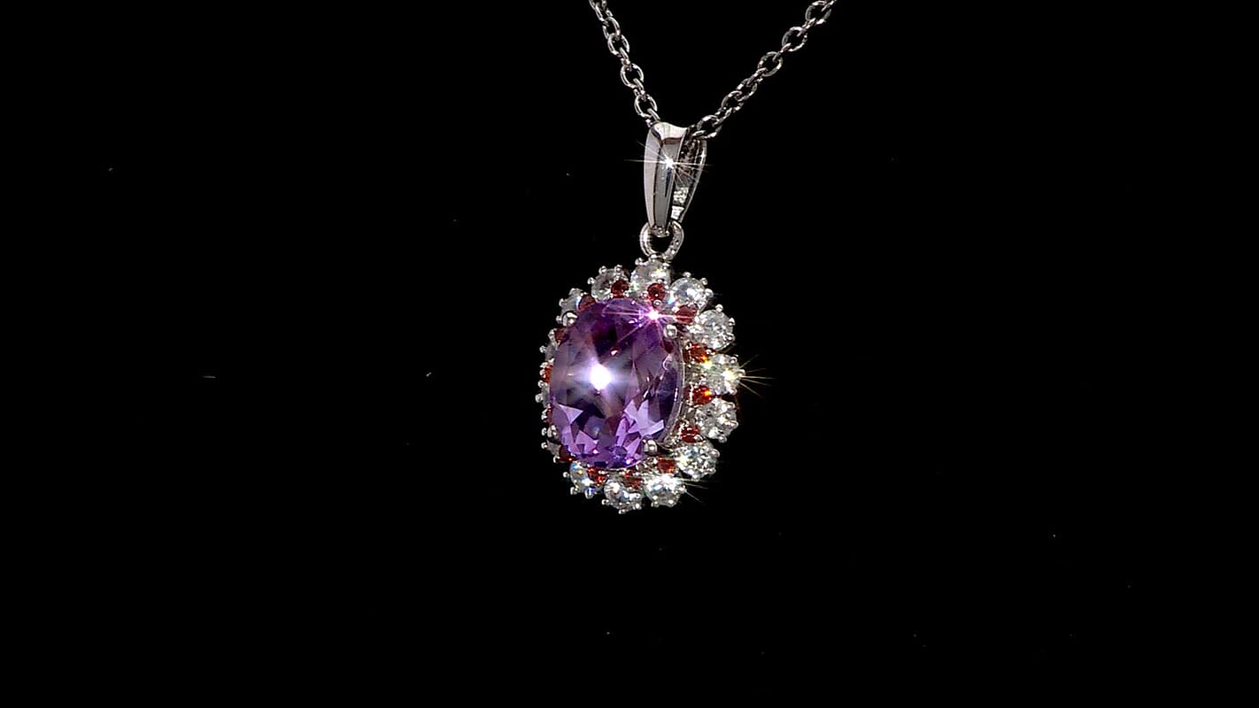 Moroccan Rose and Multi Gemstone 4.23 ctw Royal Bloom Pendant in Platinum Over Sterling Silver with Stainless Steel Necklace 20 Inches