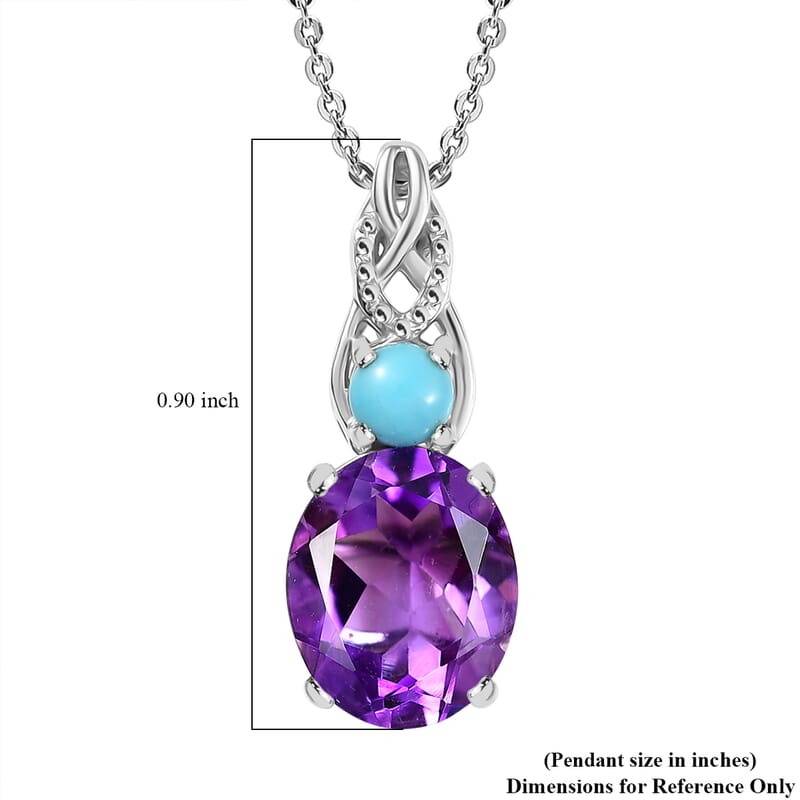 Moroccan Rose and Sleeping Beauty Turquoise 3.60 ctw Mystic Harmony Pendant Necklace in Platinum Over Sterling Silver 20 Inches