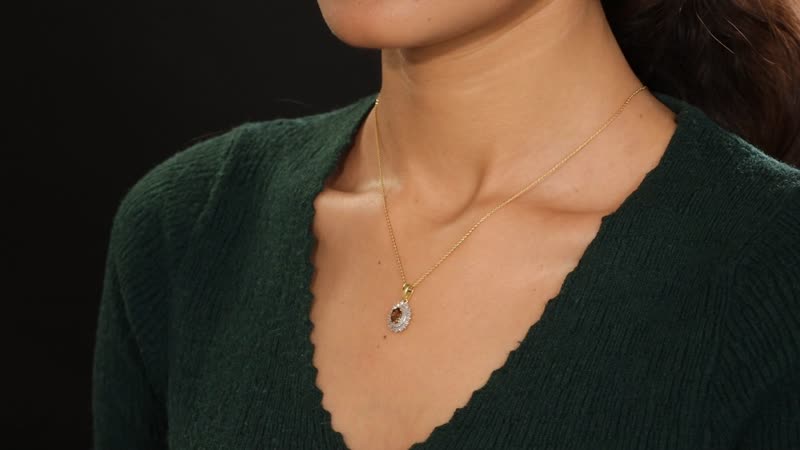 Premium Golden Turkizite and Diamond 1.00 ctw Sunburst Pendant Necklace 20 Inches in 18K Vermeil Yellow Gold Over Sterling Silver