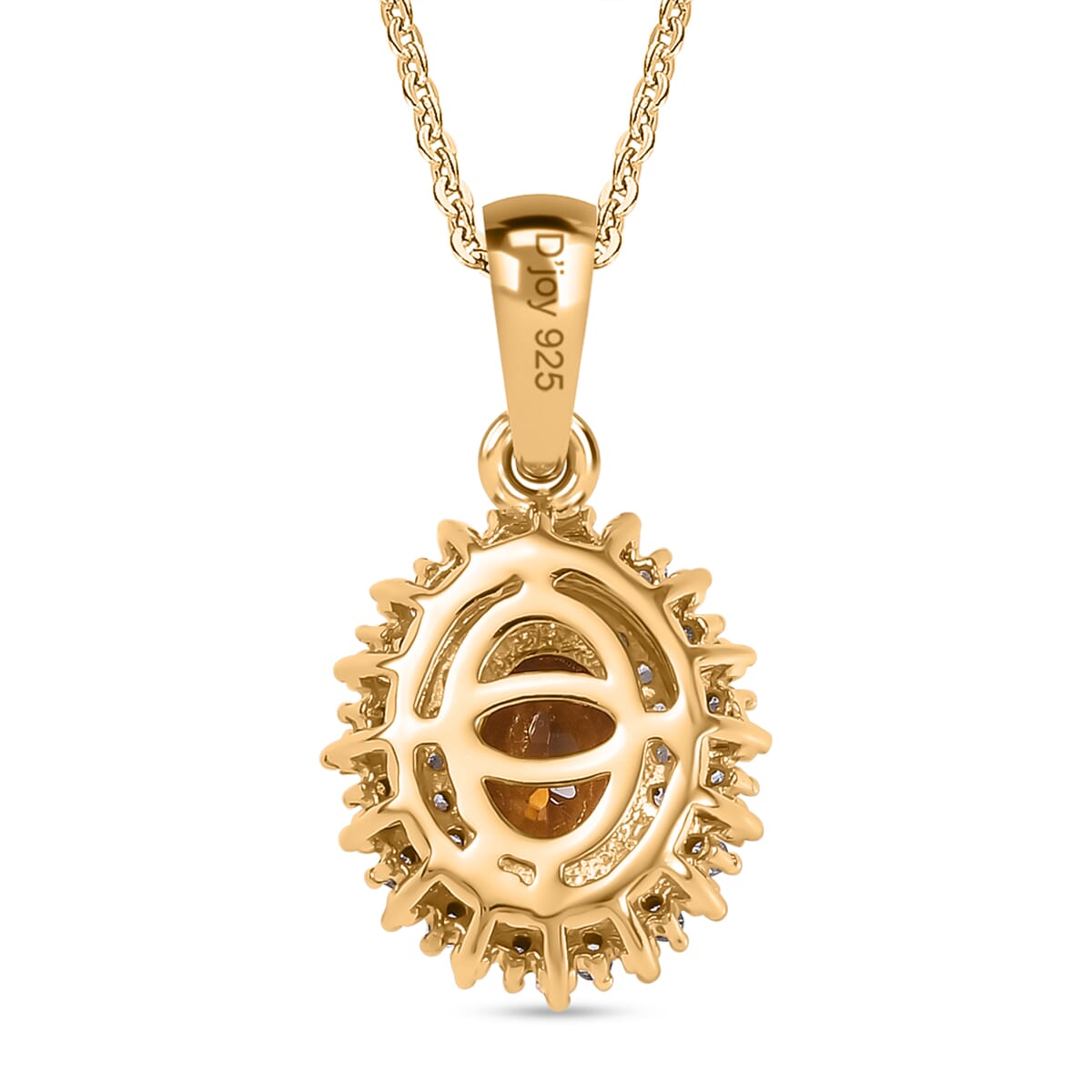 Premium Golden Turkizite and Diamond 1.00 ctw Sunburst Pendant Necklace 20 Inches in 18K Vermeil Yellow Gold Over Sterling Silver image number 4