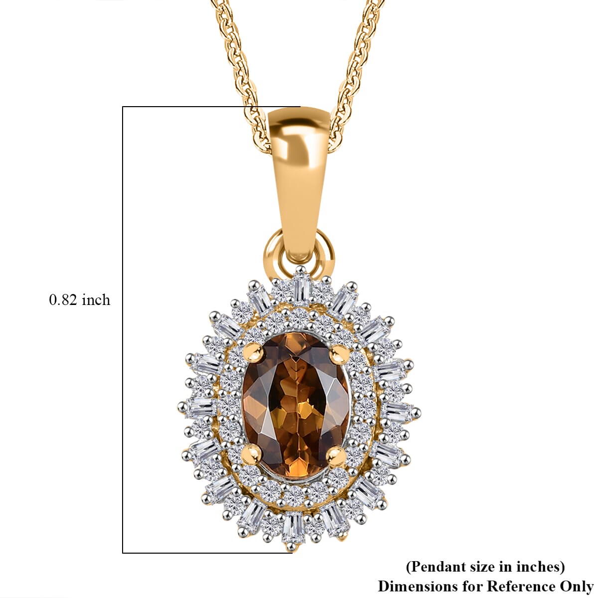 Premium Golden Turkizite and Diamond 1.00 ctw Sunburst Pendant Necklace 20 Inches in 18K Vermeil Yellow Gold Over Sterling Silver image number 6