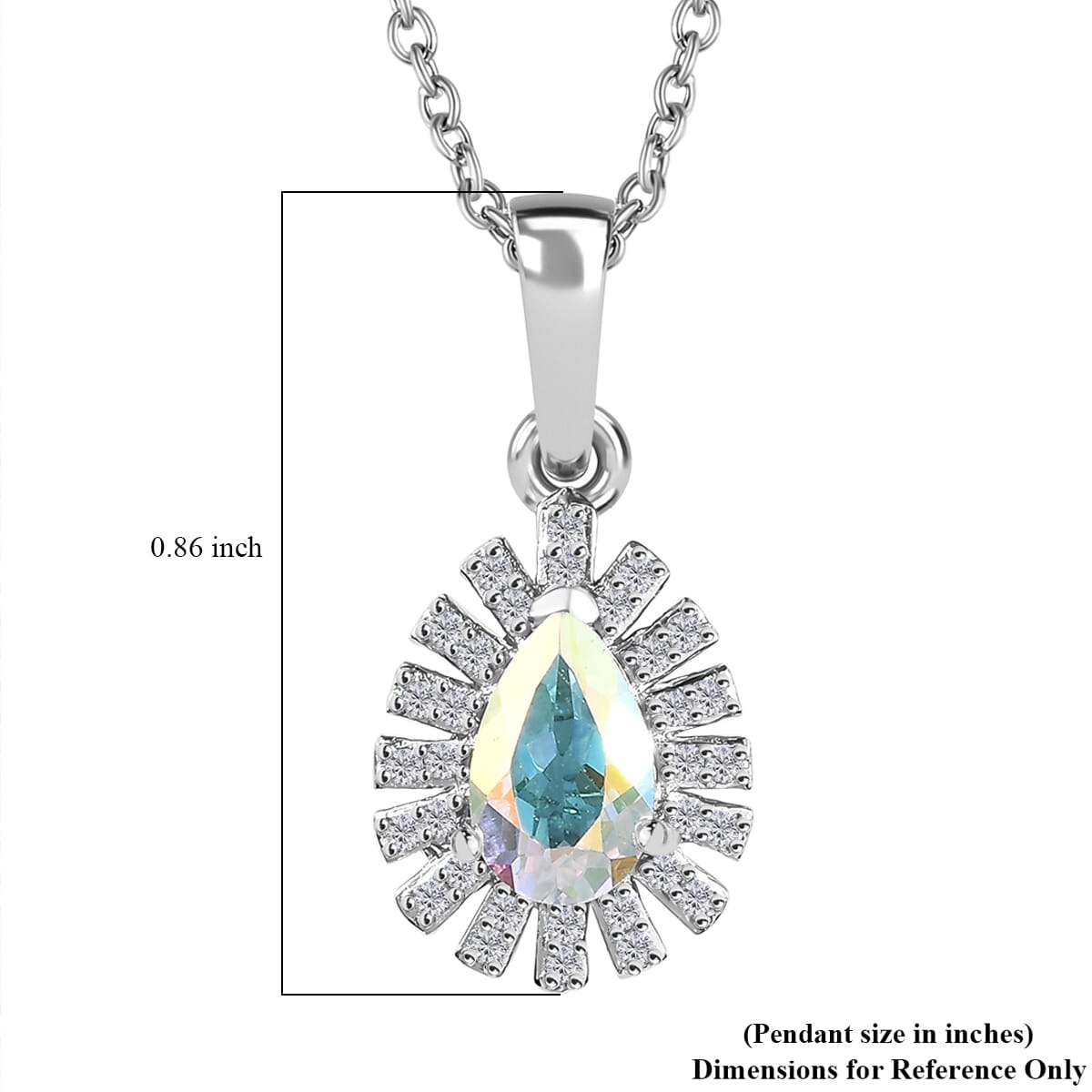 Mercury Mystic Topaz and White Zircon 1.20 ctw Snowflake Pendant Necklace in Platinum Over Sterling Sliver 20 Inches image number 6