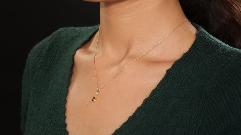 Premium Golden Turkizite and White Diamond 0.60 ctw Pendant Necklace in 18K Vermeil Yellow Gold Over Sterling Silver 20 Inches
