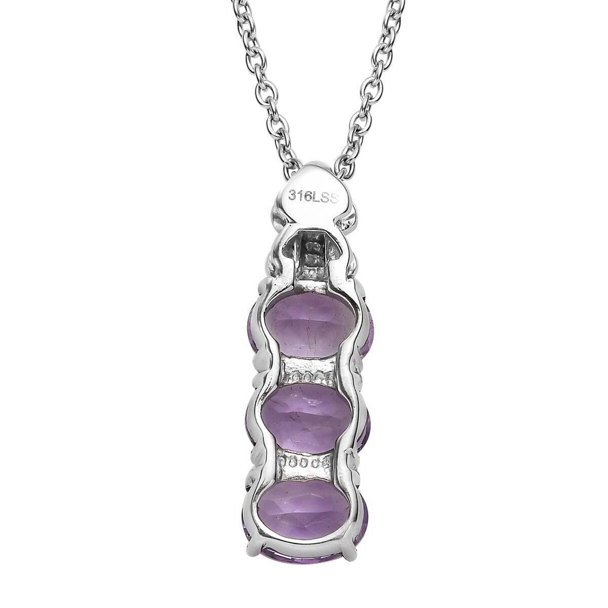 Moroccan Rose 7.10 ctw Trilogy Ring (Size 6.00), Pendant Necklace (20 Inches) in Stainless Steel  image number 8