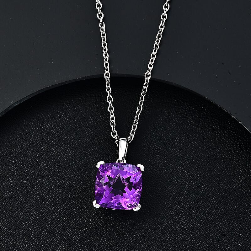 Moroccan Rose 4.35 ctw Victorian Elegance Pendant in Rhodium Over Sterling Silver with Stainless Steel Necklace 20 Inches