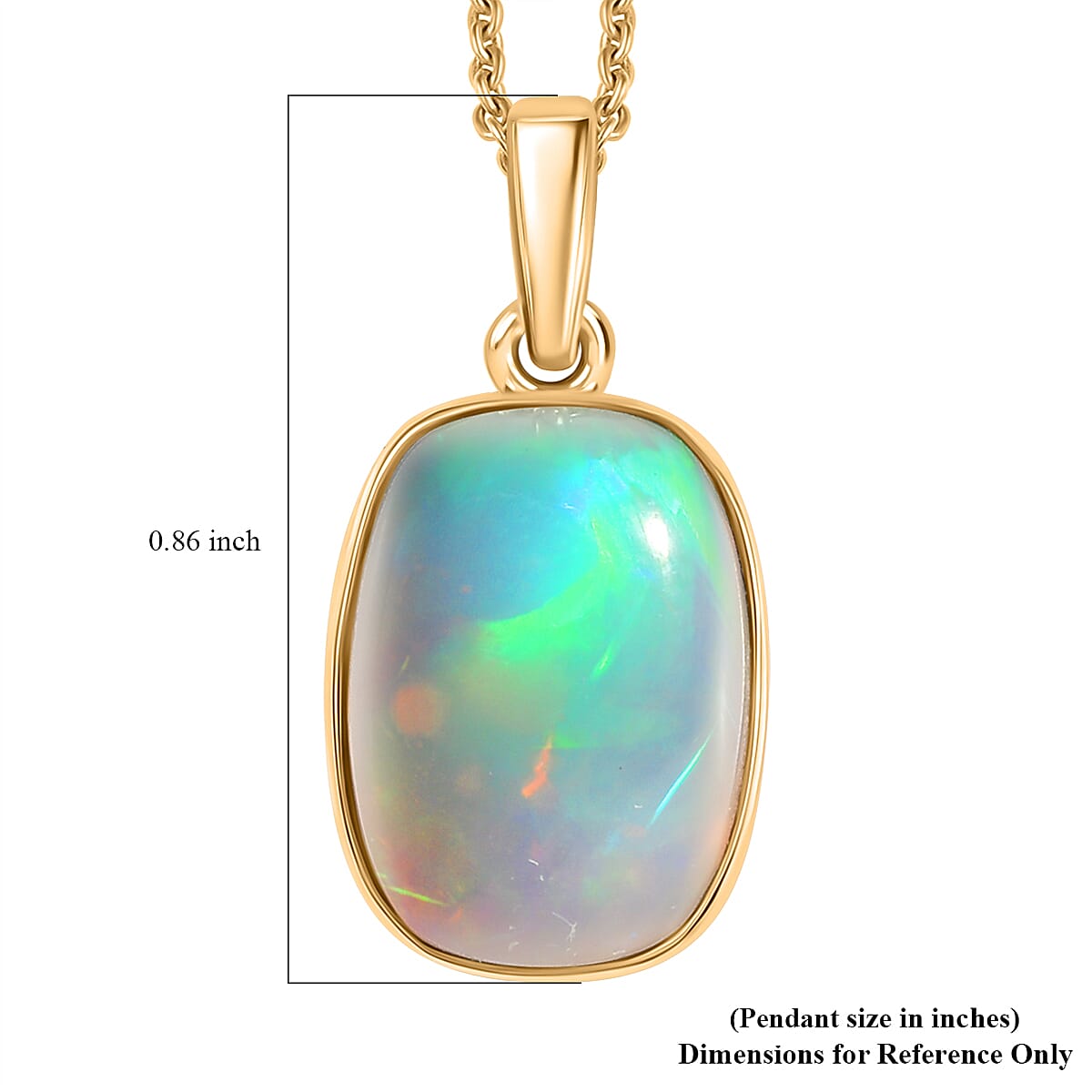 AAA Ethiopian Welo Opal 4.90 ctw Solitaire Pendant Necklace in 10K Yellow Gold 20 Inches