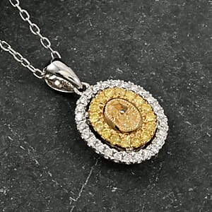  Modani Natural Yellow Diamond and White Diamond 0.43 ctw Pendant Necklace in 950 Platinum and 18K Yellow Gold 18 Inches