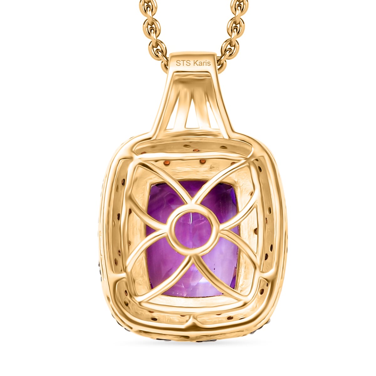 Karis Moroccan Rose and Mozambique Garnet 5.90 ctw Royal Mystique Pendant in 18K YG Plated with Stainless Steel Necklace 20 Inches image number 4