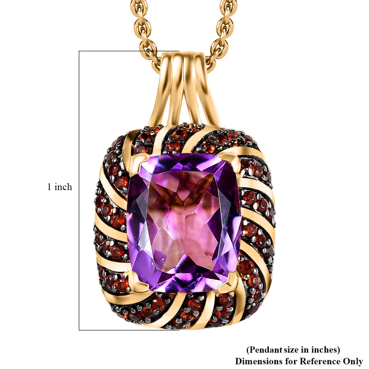 Karis Moroccan Rose and Mozambique Garnet 5.90 ctw Royal Mystique Pendant in 18K YG Plated with Stainless Steel Necklace 20 Inches image number 5