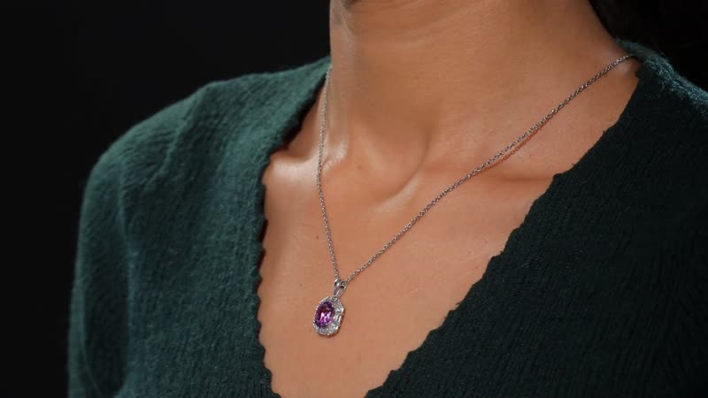 Moroccan Rose and White Topaz 3.25 ctw Art Deco Pendant in Platinum Over Sterling Silver with Stainless Steel Necklace 20 Inches