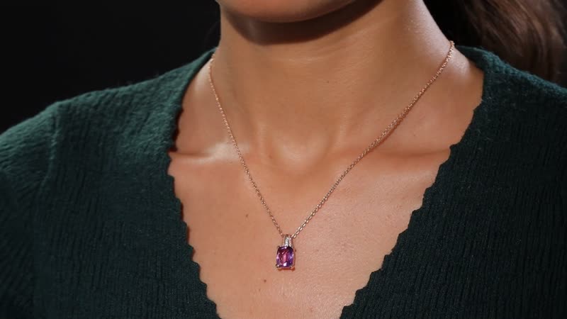 Moroccan Rose and White Zircon 2.85 ctw Victorian Elegance Pendant in 18K Vermeil Rose Gold Over Sterling Silver with Stainless Steel Necklace 20 Inches
