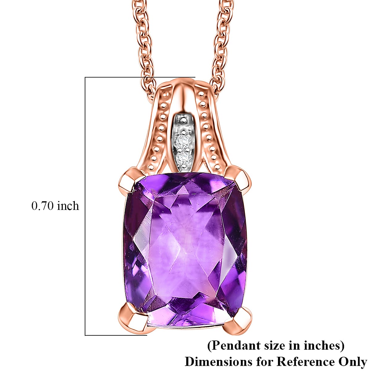 Moroccan Rose and White Zircon 2.85 ctw Victorian Elegance Pendant in 18K Vermeil Rose Gold Over Sterling Silver with Stainless Steel Necklace 20 Inches