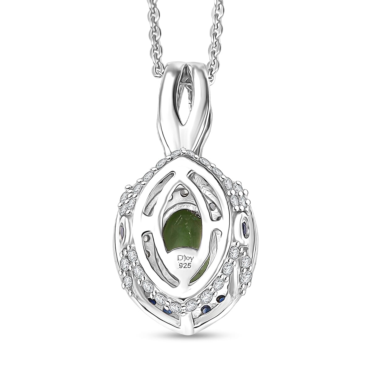 D'Joy Tsavorite Garnet and Multi Gemstone 2.10 ctw Celestial Halo Pendant Necklace in Rhodium Over Sterling Silver 20 Inches image number 4