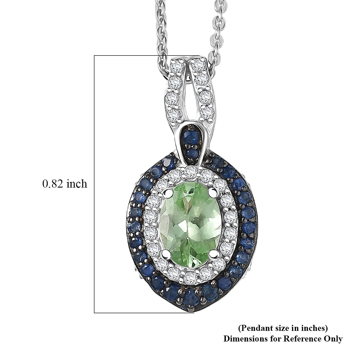 D'Joy Tsavorite Garnet and Multi Gemstone 2.10 ctw Celestial Halo Pendant Necklace in Rhodium Over Sterling Silver 20 Inches image number 6