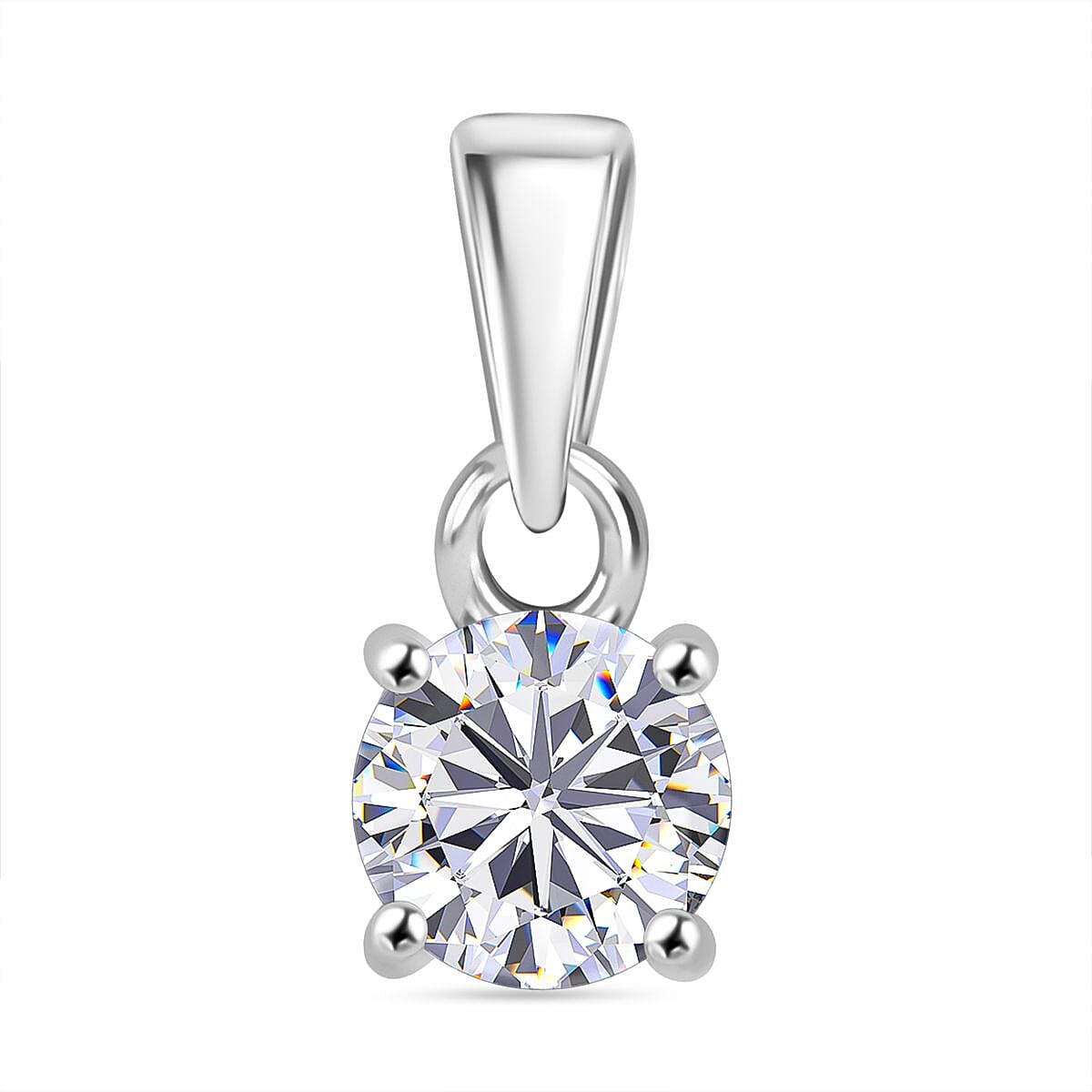 Moissanite 2.50 ctw Stud Earrings, Solitaire Ring (Size 5.0) and Pendant Necklace 20 Inches in Rhodium Over Sterling Silver