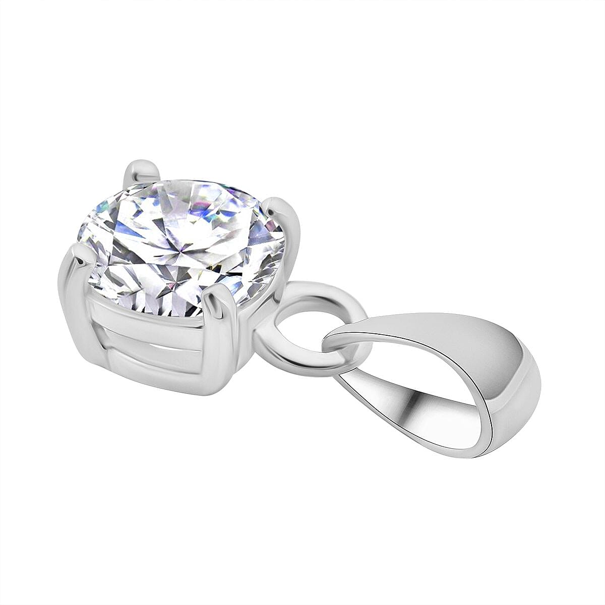 Moissanite 2.50 ctw Stud Earrings, Solitaire Ring (Size 5.0) and Pendant Necklace 20 Inches in Rhodium Over Sterling Silver image number 6