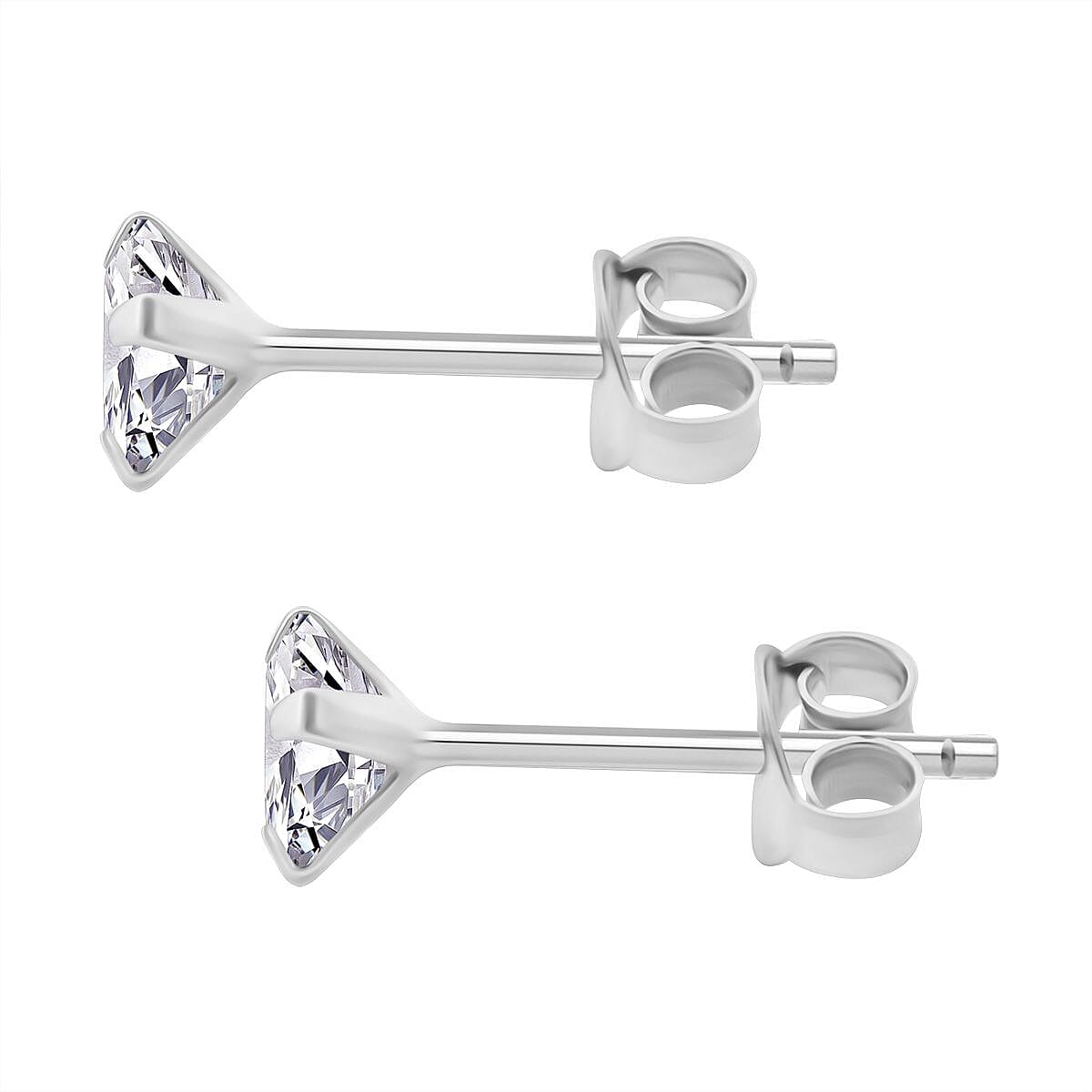 Moissanite 2.50 ctw Stud Earrings, Solitaire Ring (Size 5.0) and Pendant Necklace 20 Inches in Rhodium Over Sterling Silver