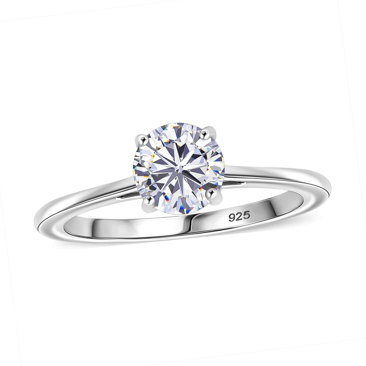 Moissanite 2.50 ctw Stud Earrings, Solitaire Ring (Size 6.0) and Pendant Necklace 20 Inches in Rhodium Over Sterling Silver image number 2
