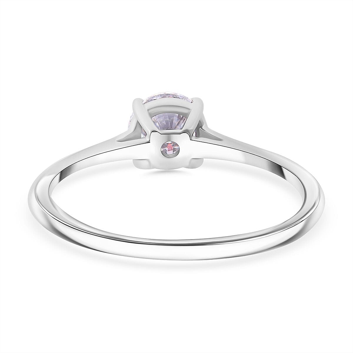 Moissanite 2.50 ctw Stud Earrings, Solitaire Ring (Size 9.0) and Pendant Necklace 20 Inches in Rhodium Over Sterling Silver image number 4