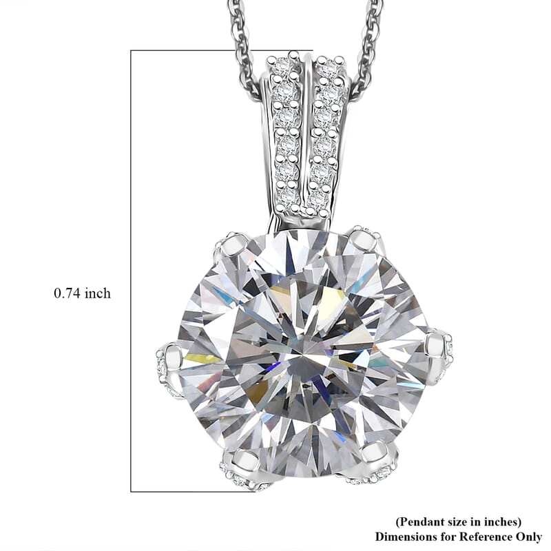 Moissanite 4.00 ctw Crown Pendant Necklace in 10K White Gold 20 Inches