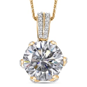 Moissanite 4.00 ctw Crown Pendant Necklace in 10K Yellow Gold 20 Inches