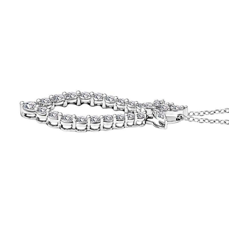 Clarte Icicle Collection Moissanite 1.10 ctw Pendant Necklace in Platinum Over Sterling Silver 18-20 Inches