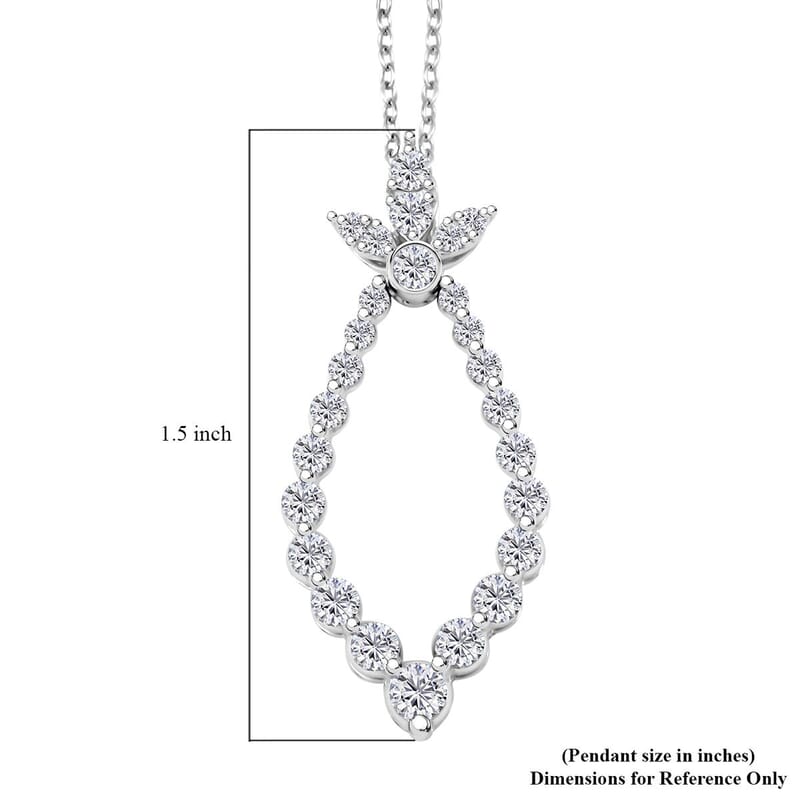 Clarte Icicle Collection Moissanite 1.10 ctw Pendant Necklace in Platinum Over Sterling Silver 18-20 Inches